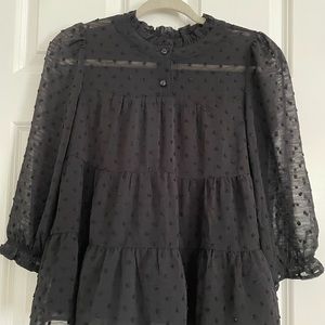 Monteau Los Angeles Junior Black Tunic Textured Dot Lined Top Size Medium